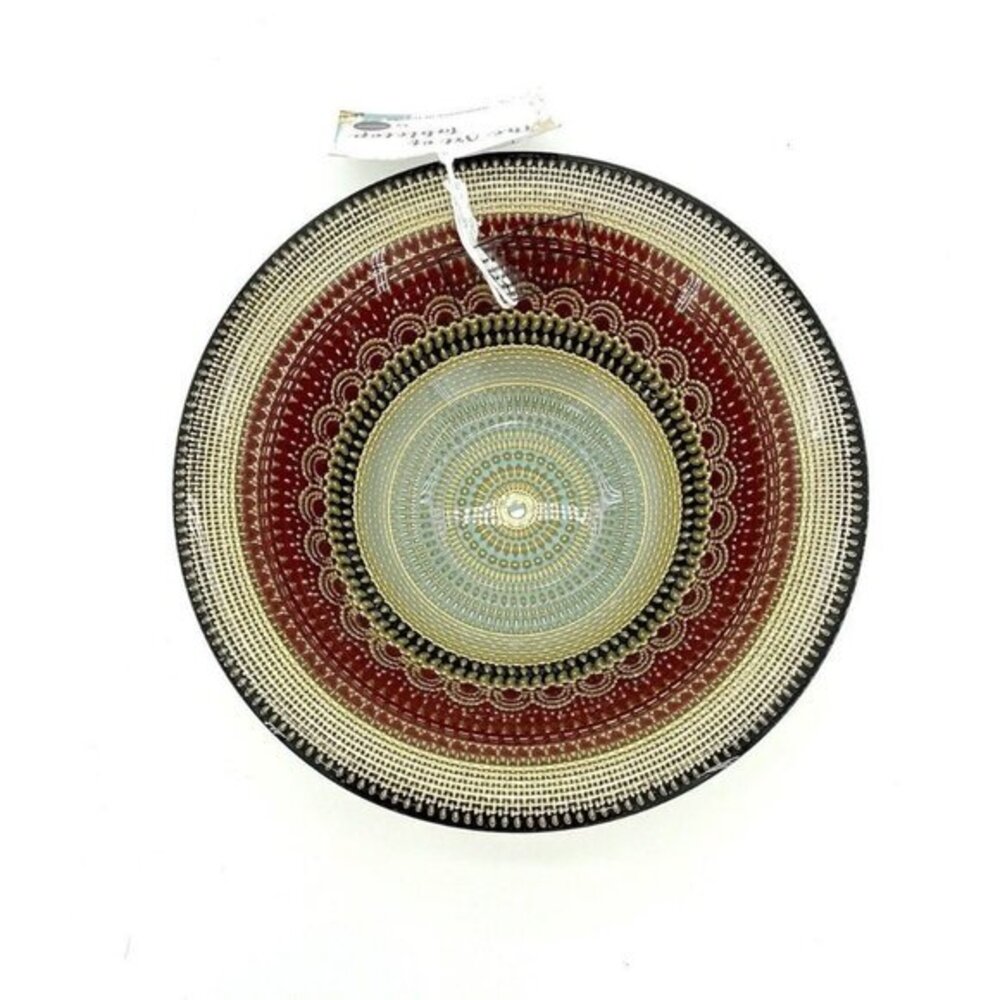 Turkish Glass Bowls Hand Painted Gold Oriental Lace Set of 6 Bowls 6.5" Wide Red